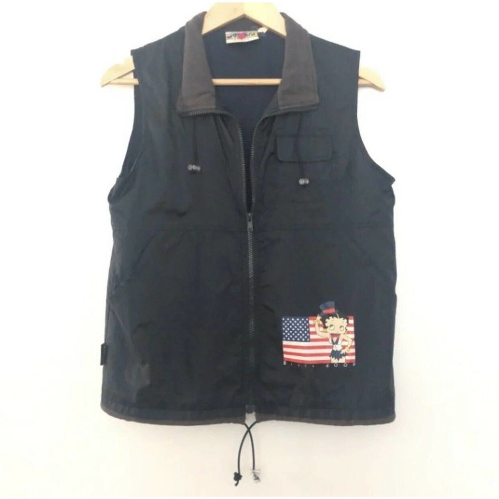 VINTAGE Betty Boop 4 Zip Up Nylon Sleeveless Vest